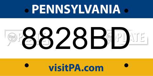 8828BD Pennsylvania License Plate