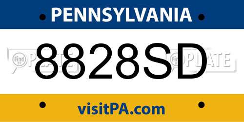 8828SD Pennsylvania License Plate