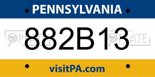 882B13 Pennsylvania License Plate
