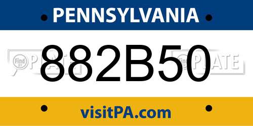 882B50 Pennsylvania License Plate