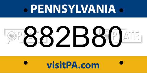 882B80 Pennsylvania License Plate