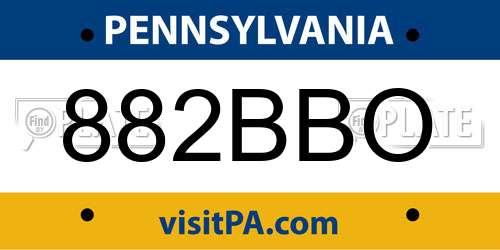882BBO Pennsylvania License Plate