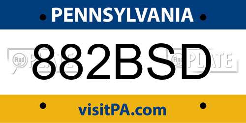 882BSD Pennsylvania License Plate