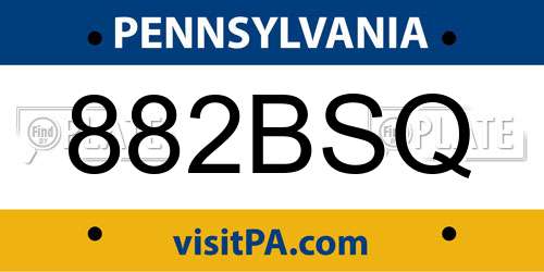 882BSQ Pennsylvania License Plate