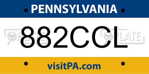 882CCL Pennsylvania License Plate