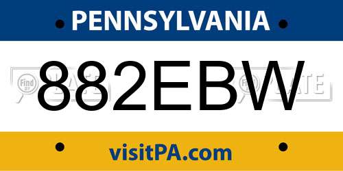 882EBW Pennsylvania License Plate