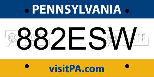 882ESW Pennsylvania License Plate