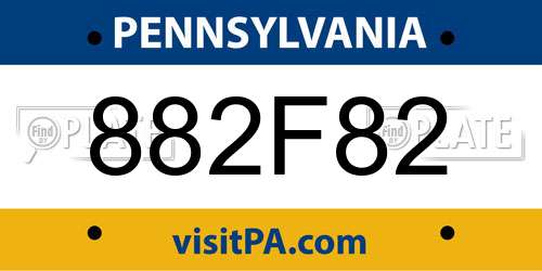 882F82 Pennsylvania License Plate