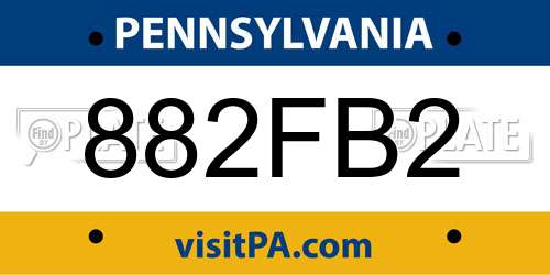 882FB2 Pennsylvania License Plate