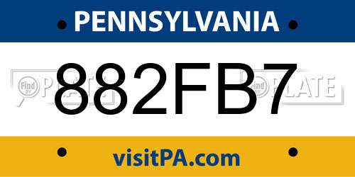 882FB7 Pennsylvania License Plate