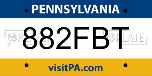 882FBT Pennsylvania License Plate