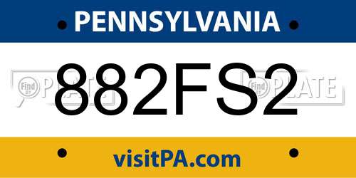 882FS2 Pennsylvania License Plate