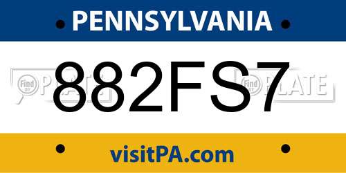 882FS7 Pennsylvania License Plate