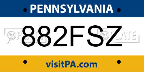 882FSZ Pennsylvania License Plate