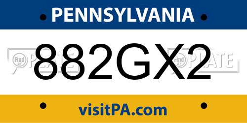 882GX2 Pennsylvania License Plate
