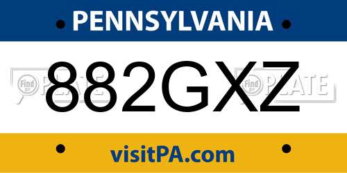 882GXZ Pennsylvania License Plate