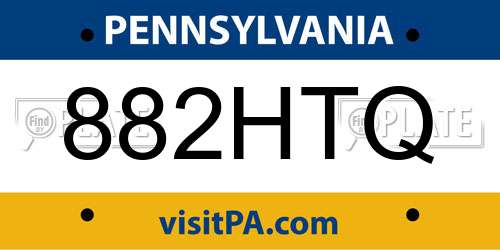 882HTQ Pennsylvania License Plate