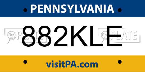 882KLE Pennsylvania License Plate