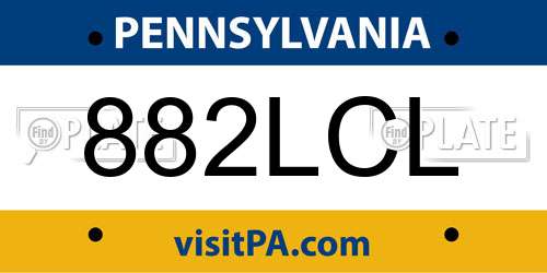 882LCL Pennsylvania License Plate