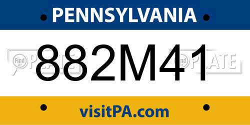 882M41 Pennsylvania License Plate
