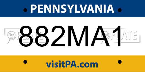 882MA1 Pennsylvania License Plate