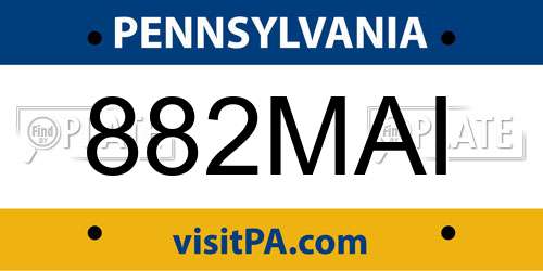 882MAI Pennsylvania License Plate