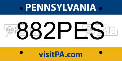 882PES Pennsylvania License Plate