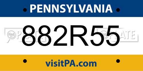 882R55 Pennsylvania License Plate