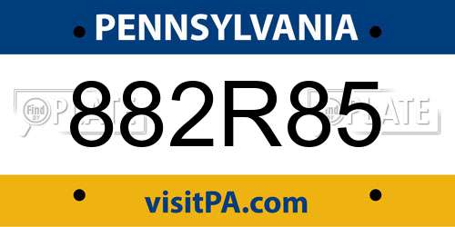 882R85 Pennsylvania License Plate