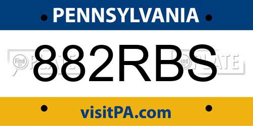 882RBS Pennsylvania License Plate