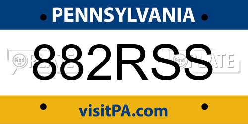 882RSS Pennsylvania License Plate