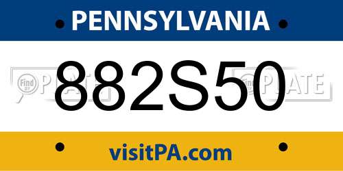 882S50 Pennsylvania License Plate