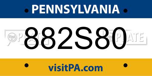 882S80 Pennsylvania License Plate