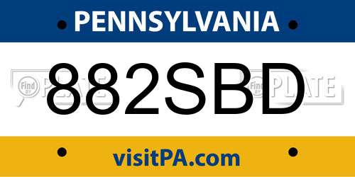 882SBD Pennsylvania License Plate