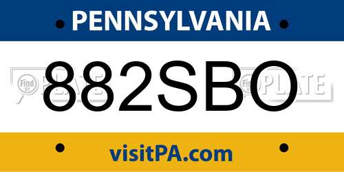 882SBO Pennsylvania License Plate