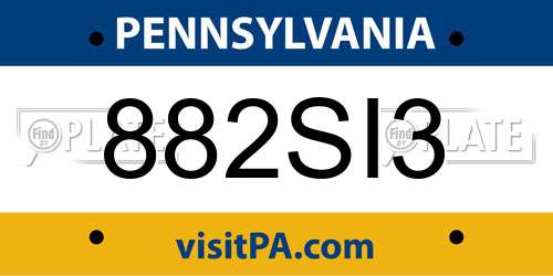 882SI3 Pennsylvania License Plate