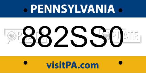 882SS0 Pennsylvania License Plate