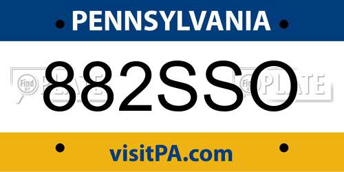882SSO Pennsylvania License Plate