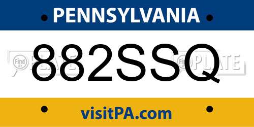 882SSQ Pennsylvania License Plate