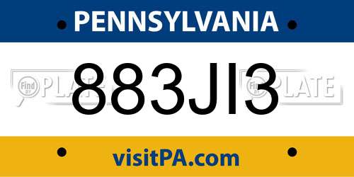 883JI3 Pennsylvania License Plate
