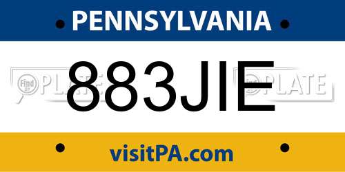 883JIE Pennsylvania License Plate
