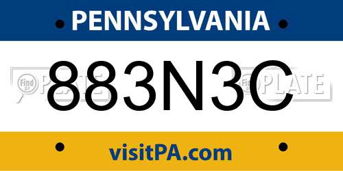 883N3C Pennsylvania License Plate