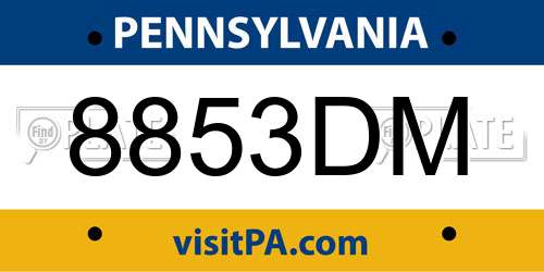 8853DM Pennsylvania License Plate