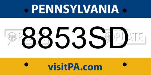 8853SD Pennsylvania License Plate