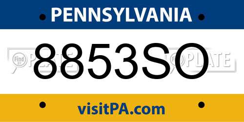 8853SO Pennsylvania License Plate