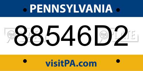 88546D2 Pennsylvania License Plate