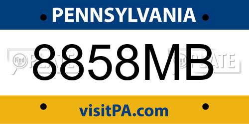 8858MB Pennsylvania License Plate
