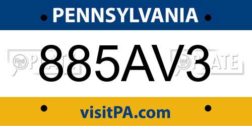 885AV3 Pennsylvania License Plate