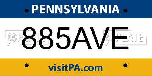 885AVE Pennsylvania License Plate