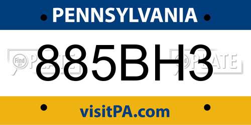 885BH3 Pennsylvania License Plate